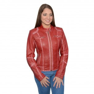 Women's Sheepskin Scuba Style Moto Jacket
