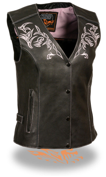 Women's Vest w/ Reflective Tribal Design & Piping