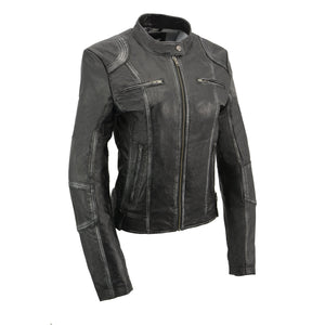 Womens Sheepskin Scuba Style Moto Jacket