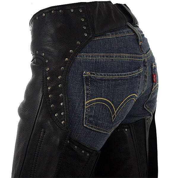 Studded hip hugger women leather chap