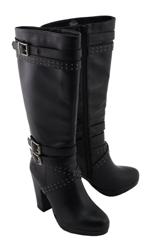 Women Studded Strap Boot w/ Platform Heel