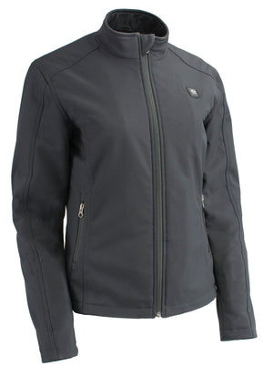 Women Zipper Front Heated Soft Shell Jacket w/ Front & Back Heating Elements