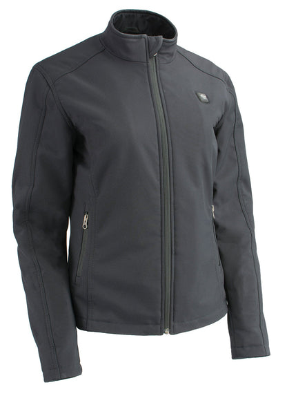 Women Zipper Front Heated Soft Shell Jacket w/ Front & Back Heating Elements