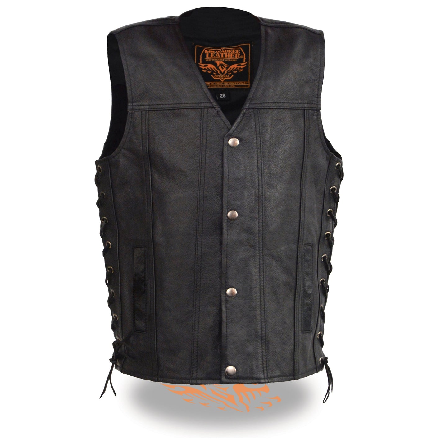 Youth Sized Snap Front Side Lace Leather Vest
