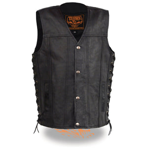 Youth Sized Snap Front Side Lace Leather Vest